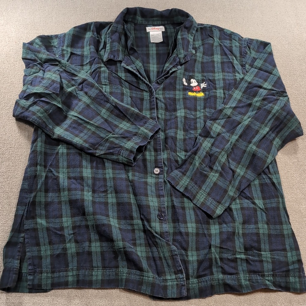 Vintage Disney Mickey Mouse Flannel Embroidered Large